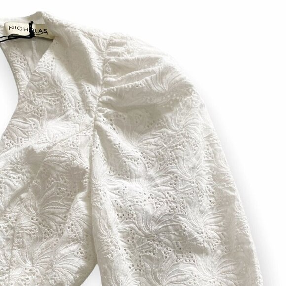 NWT Nicholas White Floral Embroidery Midi Dress, Size 2 - Picture 12 of 15